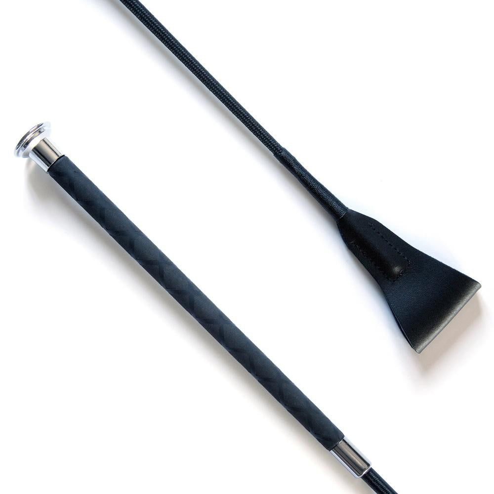 KM Elite Jumping Whip with X Rubber Grip-Black-50cm