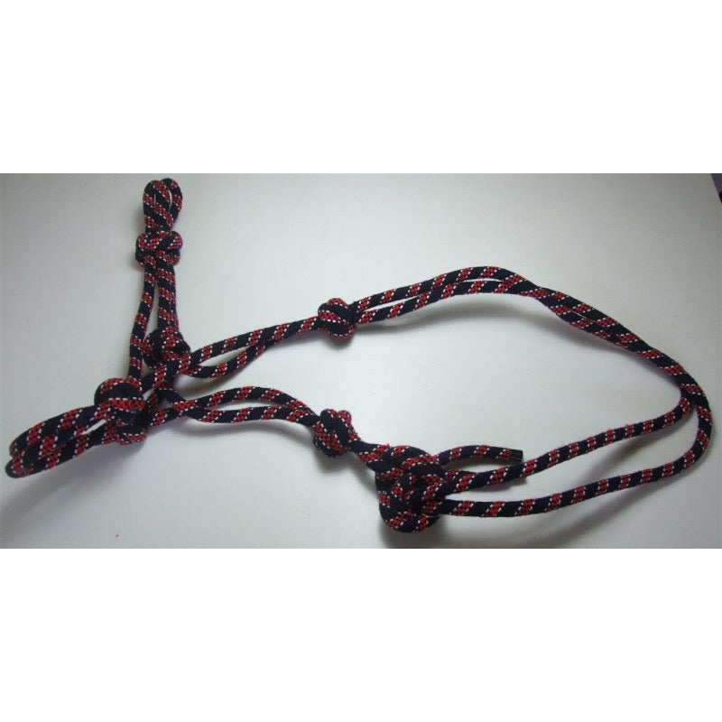 Adjustable knotted rope halter