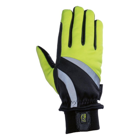 HKM Riding Gloves-Reflective-Neon Yellow-Small