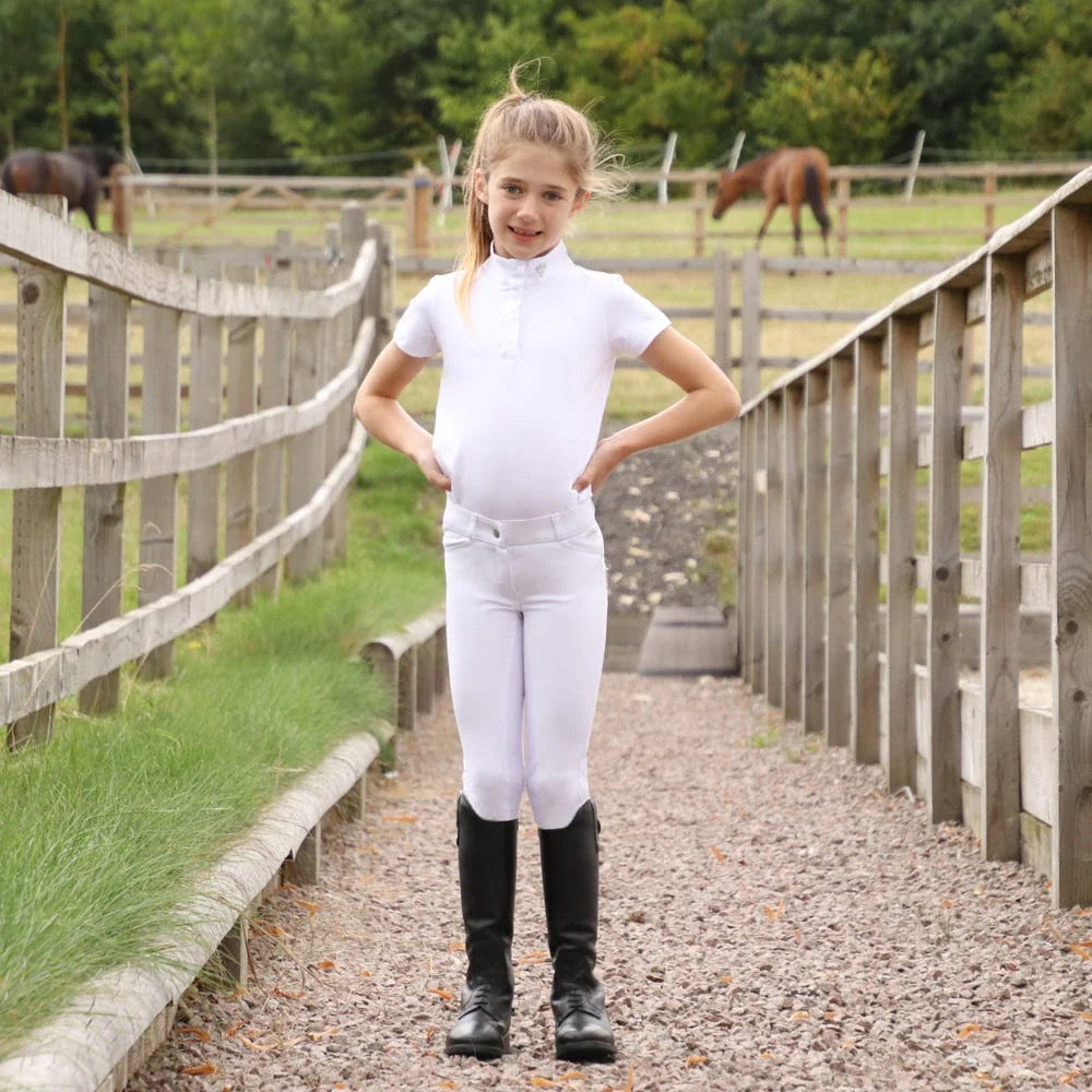 Hy Equestrian Cadiz Mizs Competition Breeches-White/Silver-13-14Yrs