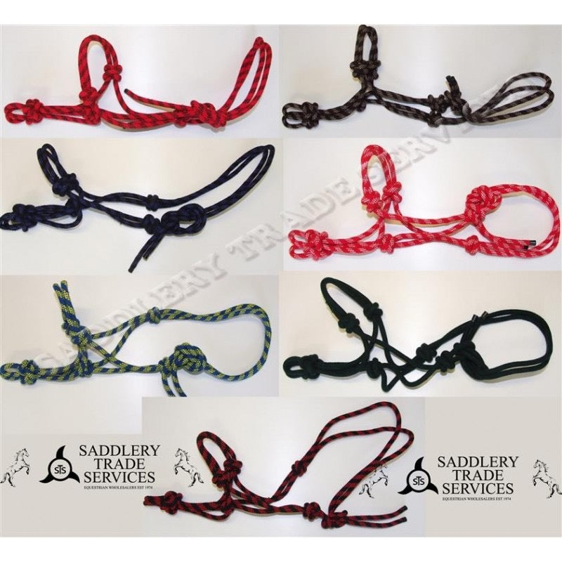 Adjustable knotted rope halter