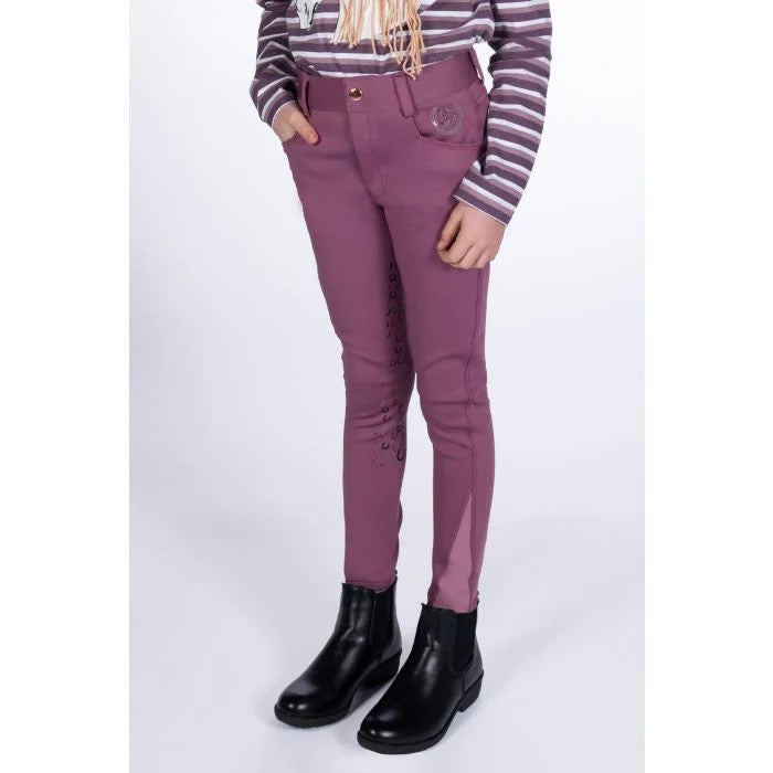 HKM Riding Breeches-Alva-Silicone Full Seat-Dark Lilac