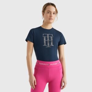 Tommy Hilfiger Equestrian Womens TH Rhinestone T-Shirt-Desert Sky-XXS