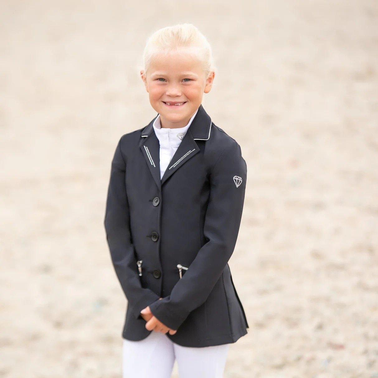 Hy Equestrian Cadiz Mizs Show Jacket-Black/Silver-7-8Yrs - Image 3