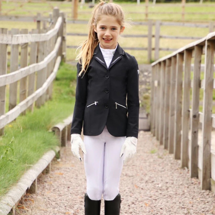 Hy Equestrian Cadiz Mizs Show Jacket-Black/Silver-7-8Yrs - Image 4