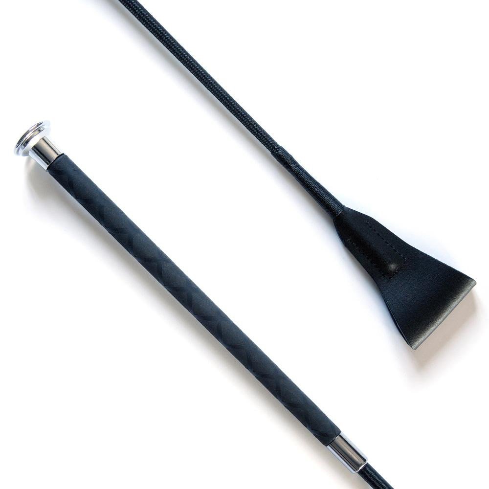 KM Elite Jumping Whip with X Rubber Grip-Black-50cm