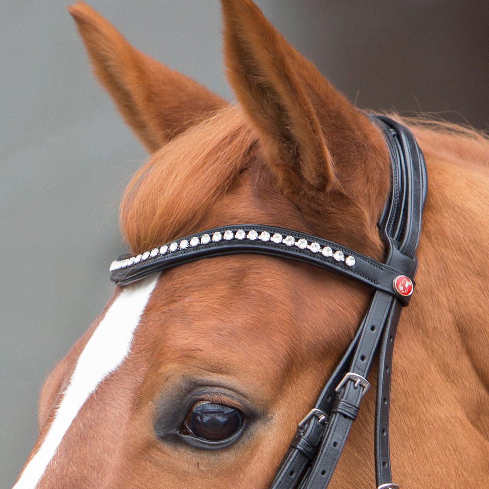 Kieffer Ultrasoft Deluxe Double Bridle-Black/Black Grey Crystal-Full - Image 2
