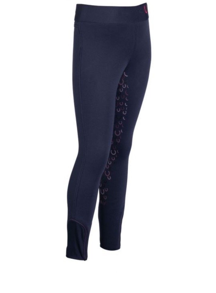 HKM Riding Leggings-Alva-Silicone Full Seat-Deep Blue