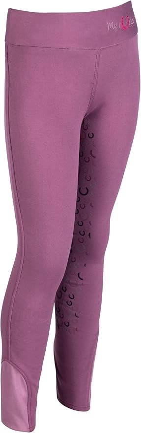 HKM Riding Leggings-Alva-Silicone Full Seat-Lilac-Age 6-7